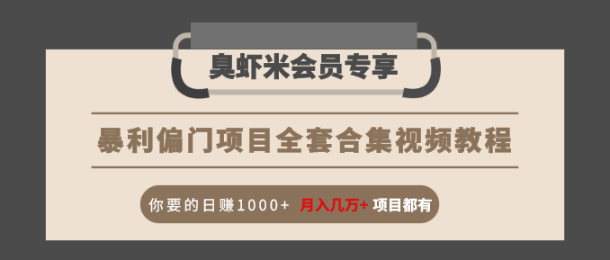 暴利偏门项目全套合集视频教程：你要的日赚1000+月入几万+项目都有-圆梦资源网