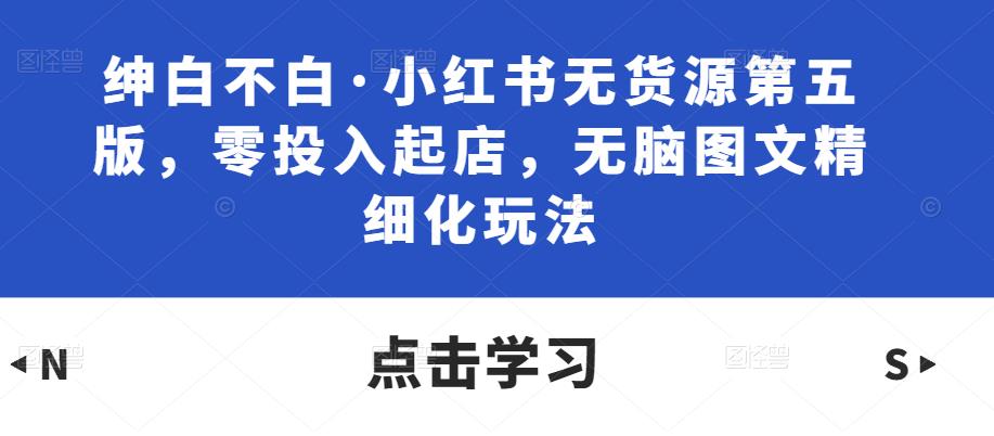 绅白不白·小红书无货源第五版，零投入起店，无脑图文精细化玩法-圆梦资源网