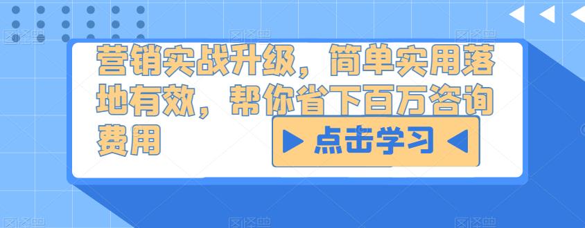 营销实战升级，简单实用落地有效，帮你省下百万咨询费用-圆梦资源网