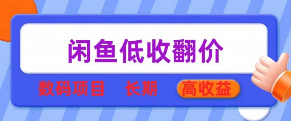 闲鱼低收翻价数码暴利项目，长期高收益【揭秘】-圆梦资源网