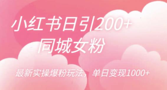 小红书日引200+同城女粉，最新实操爆粉玩法，单日变现1000+【揭秘】-圆梦资源网