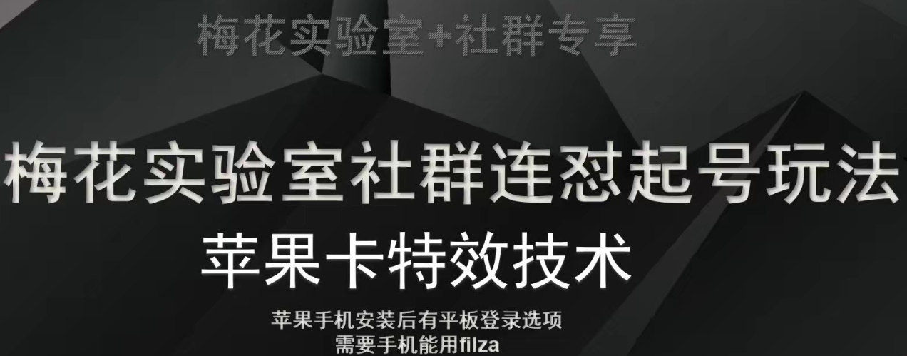 梅花实验室社群视频号连怼起号玩法，最新苹果卡特效技术-圆梦资源网