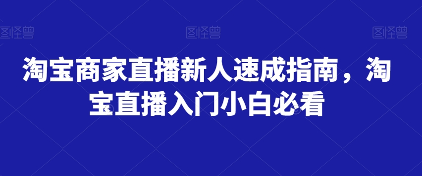 淘宝商家直播新人速成指南，淘宝直播入门小白必看-圆梦资源网