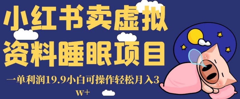 小红书卖虚拟资料睡眠项目，一单利润19.9小白可操作轻松月入3w+【揭秘】-圆梦资源网