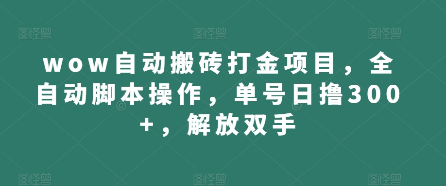 wow自动搬砖打金项目，全自动脚本操作，单号日撸300+，解放双手【揭秘】-圆梦资源网