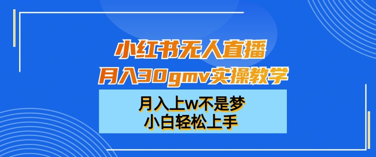 小红书无人直播月入30gmv实操教学，月入上w不是梦，小白轻松上手【揭秘】-圆梦资源网