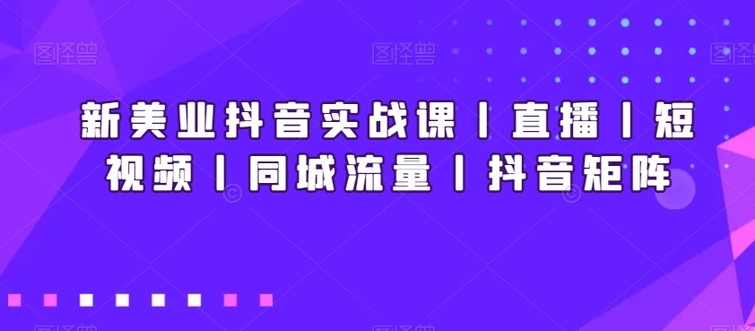 新美业抖音实战课丨直播丨短视频丨同城流量丨抖音矩阵-圆梦资源网