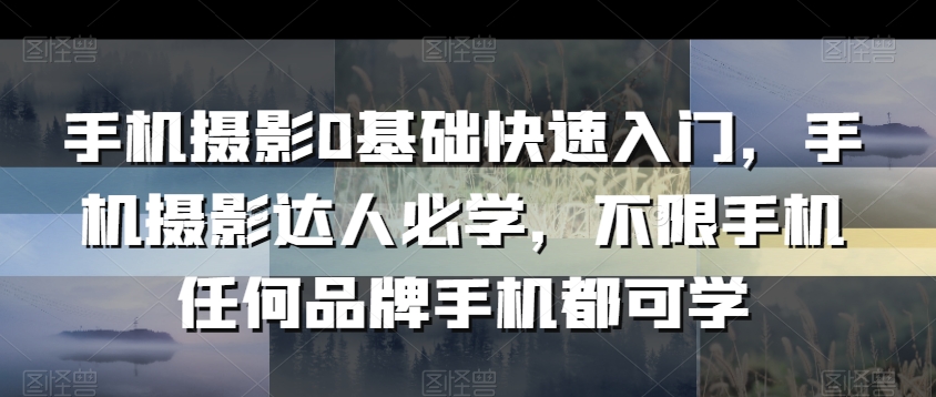 手机摄影0基础快速入门，手机摄影达人必学，不限手机任何品牌手机都可学-圆梦资源网