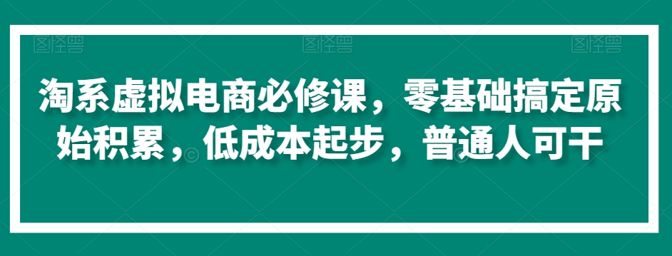 淘系虚拟电商必修课，零基础搞定原始积累，低成本起步，普通人可干-圆梦资源网