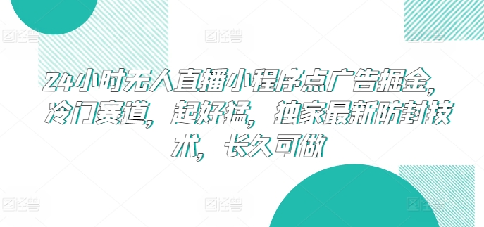 24小时无人直播小程序点广告掘金，冷门赛道，起好猛，独家最新防封技术，长久可做【揭秘】-圆梦资源网