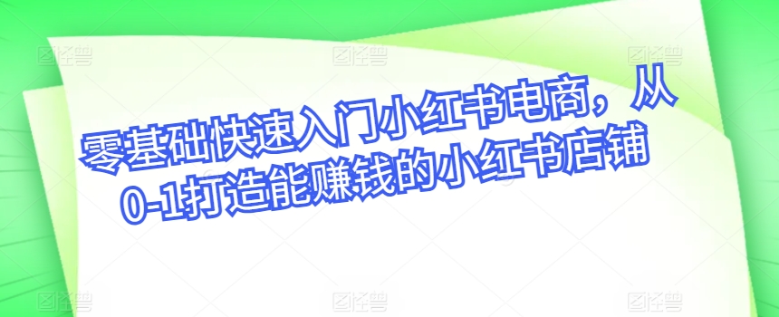 零基础快速入门小红书电商，从0-1打造能赚钱的小红书店铺-圆梦资源网