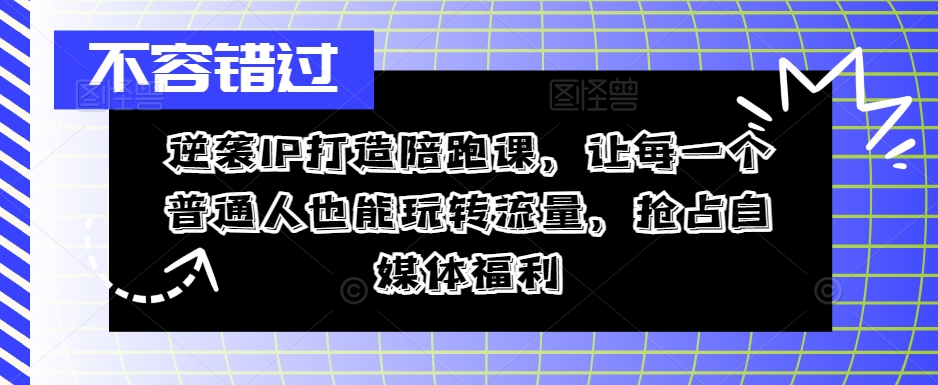 逆袭IP打造陪跑课，让每一个普通人也能玩转流量，抢占自媒体福利-圆梦资源网