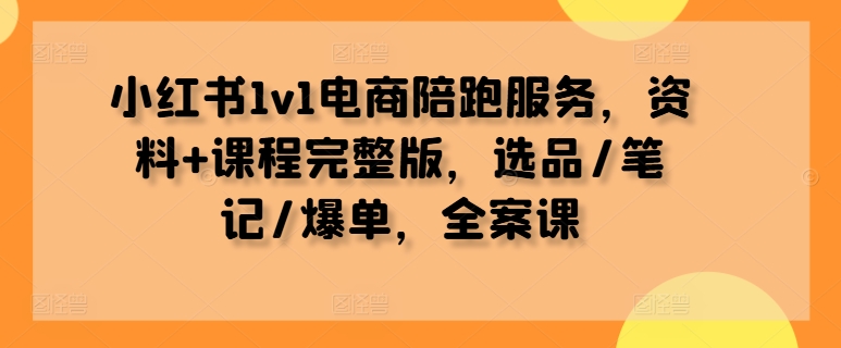 小红书1v1电商陪跑服务，资料+课程完整版，选品/笔记/爆单，全案课-圆梦资源网