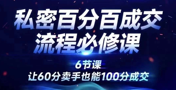 私密百分百成交流程线上训练营，绝对成交，让60分卖手也能100分成交-圆梦资源网