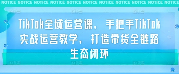 TikTok全域运营课，手把手TikTok实战运营教学，打造带货全链路生态闭环-圆梦资源网