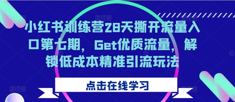 小红书训练营28天撕开流量入口第七期，Get优质流量，解锁低成本精准引流玩法-圆梦资源网