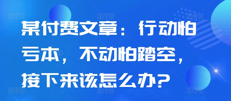 某付费文章：行动怕亏本，不动怕踏空，接下来该怎么办?-圆梦资源网