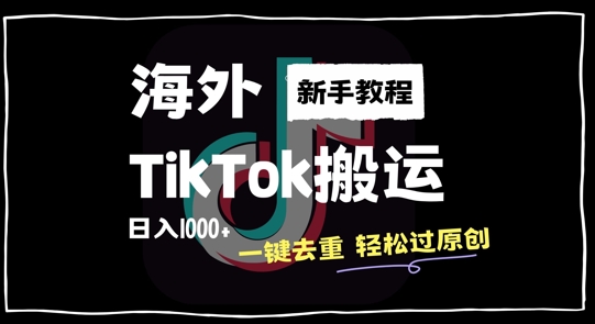 2024最新海外TikTok搬运玩法，一键去重轻松过原创，新手无经验也能日入1k【揭秘】-圆梦资源网