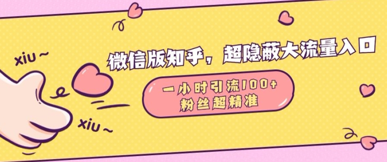 微信版知乎，超隐蔽流量入口1小时引流100人，粉丝质量超高【揭秘】-圆梦资源网