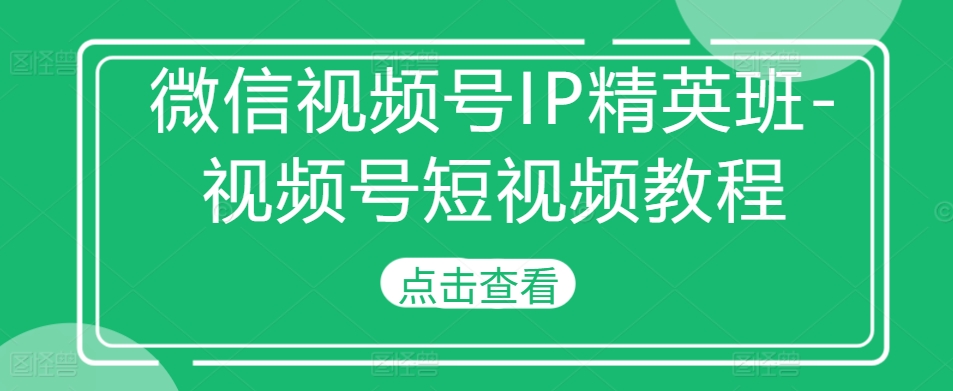 微信视频号IP精英班-视频号短视频教程-圆梦资源网