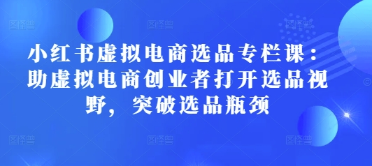 小红书虚拟电商选品专栏课：助虚拟电商创业者打开选品视野，突破选品瓶颈-圆梦资源网