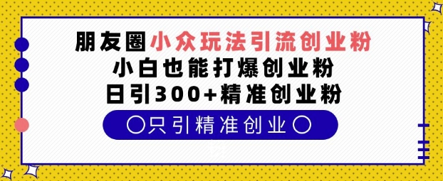 朋友圈小众玩法引流创业粉，小白也能打爆创业粉，日引300+精准创业粉【揭秘】-圆梦资源网