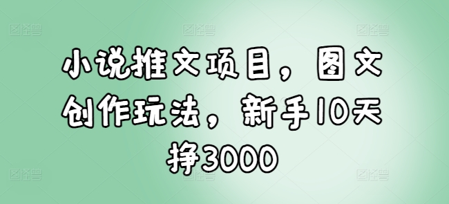 小说推文项目，图文创作玩法，新手10天挣3000-圆梦资源网