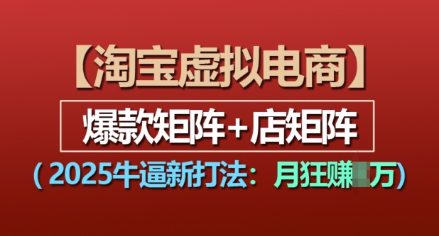 淘宝虚拟电商，2025牛逼新打法：爆款矩阵+店矩阵，月入过万-圆梦资源网