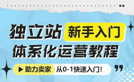 独立站新手入门体系化运营教程，助力独立站卖家从0-1快速入门!-圆梦资源网