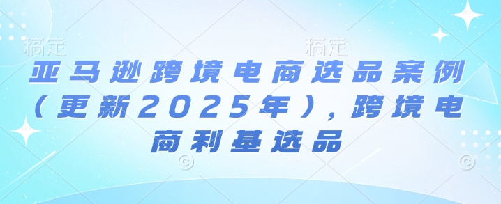 亚马逊跨境电商选品案例(更新2025年)，跨境电商利基选品-圆梦资源网