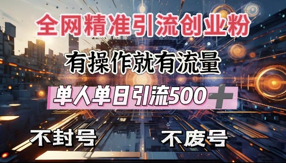 全网独家引流创业粉，有操作就有流量，单人单日引流500+，不封号、不费号-圆梦资源网