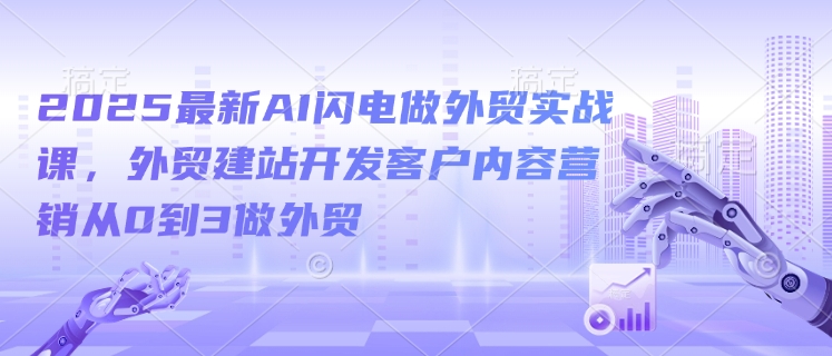 2025最新AI闪电做外贸实战课，外贸建站开发客户内容营销从0到3做外贸-圆梦资源网