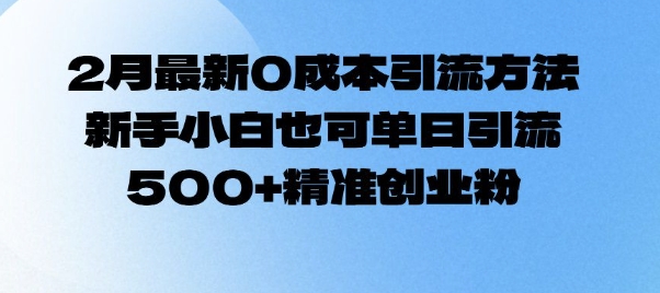 2月最新0成本引流方法，新手小白也可单日引流500+精准创业粉-圆梦资源网