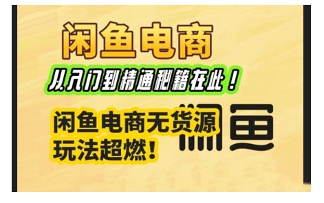 闲鱼电商实战课，从入门到精通秘籍在此，闲鱼电商无货源玩法超燃!-圆梦资源网