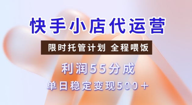 快手小店代运营3.0，模式新升级，收益55分，稳定单日5张【揭秘】-圆梦资源网