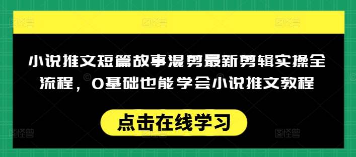 小说推文短篇故事混剪最新剪辑实操全流程，0基础也能学会小说推文教程，肯干多发日入多张-圆梦资源网