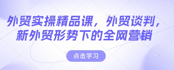 外贸实操精品课，外贸谈判，新外贸形势下的全网营销-圆梦资源网