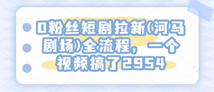 0粉丝短剧拉新(河马剧场)全流程，一个视频搞了2954-圆梦资源网