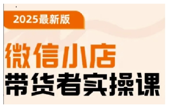 2025最新版微信小店带货者实操课，基础操作到高级运营技巧，快速上手-圆梦资源网